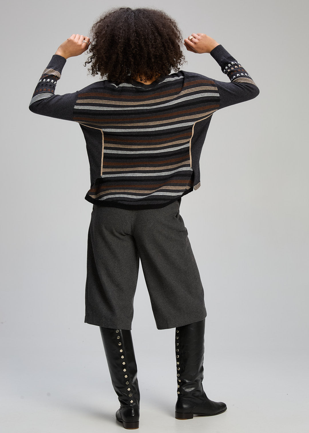 Zaket and Plover Textured Swing Jumper in Charcoal