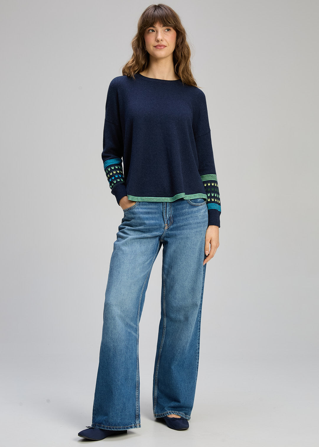 Zaket and Plover Textured Swing Jumper in Dark Denim