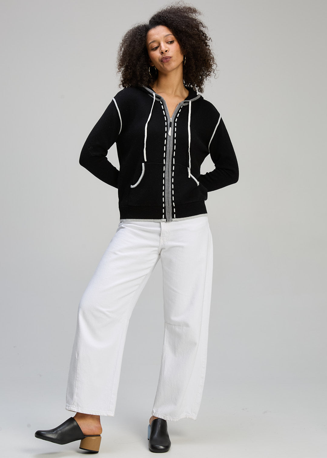 Zaket and Plover Threaded Hoodie in Black