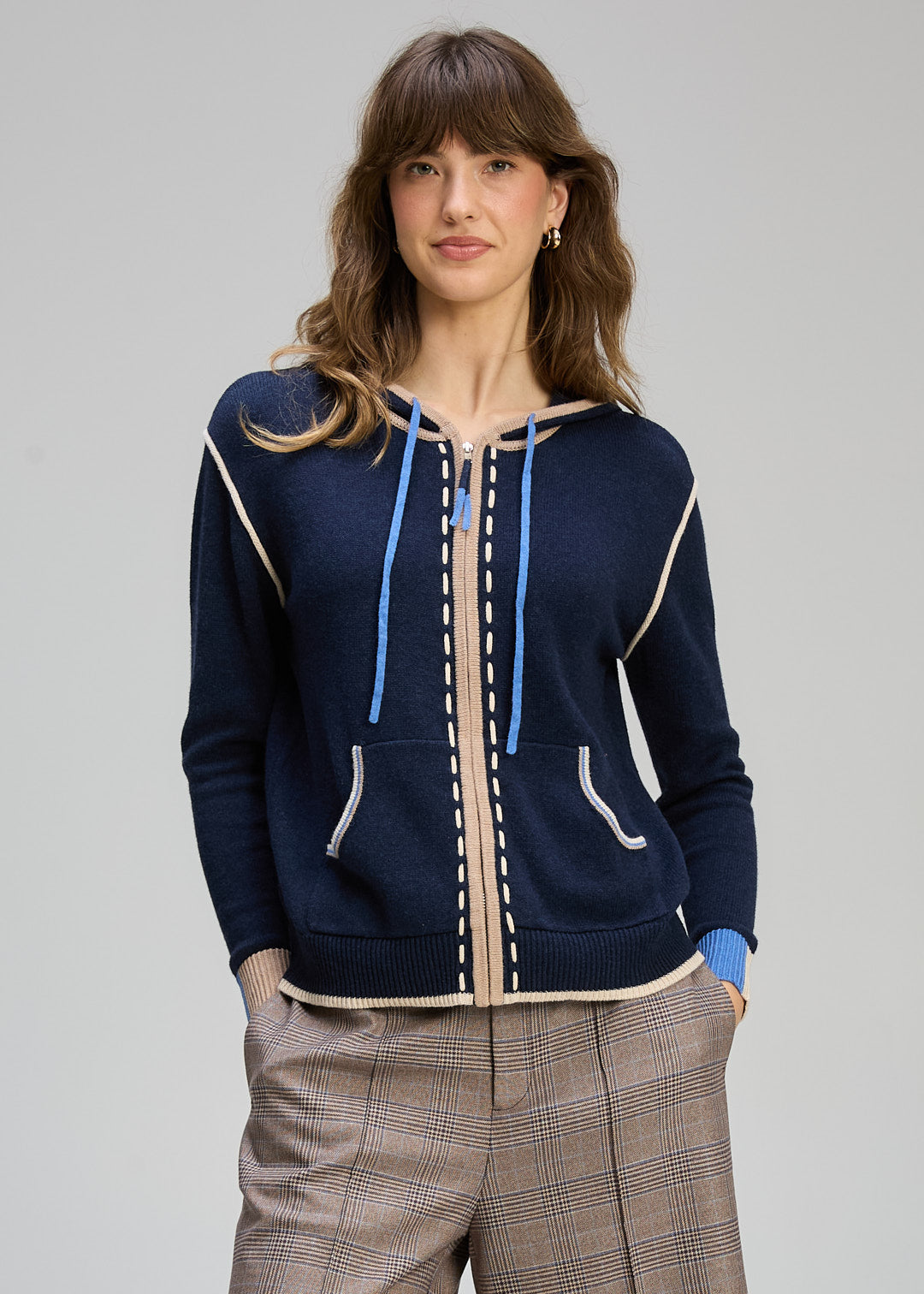 Zaket and Plover Threaded Hoodie in Dark Denim