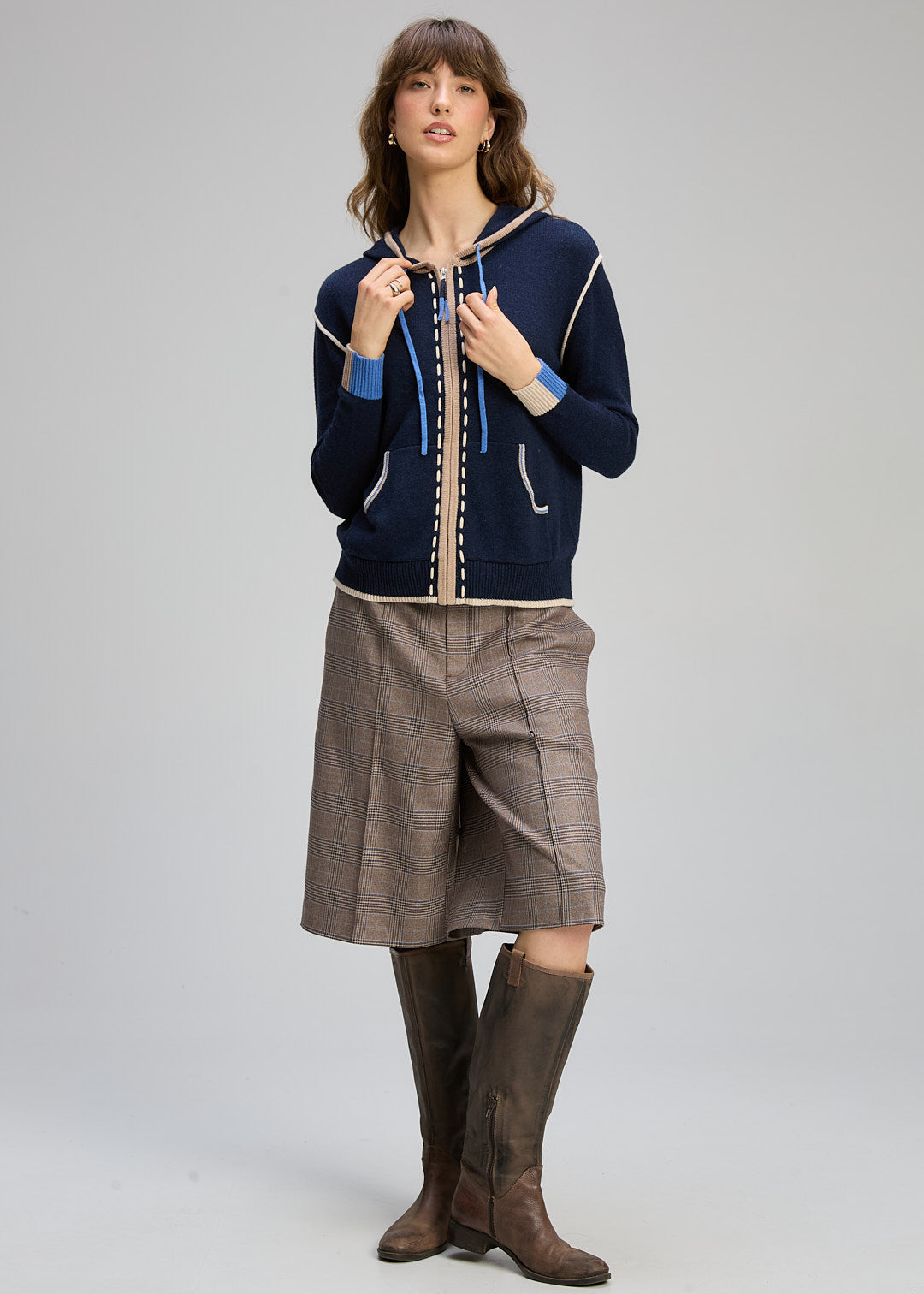 Zaket and Plover Threaded Hoodie in Dark Denim