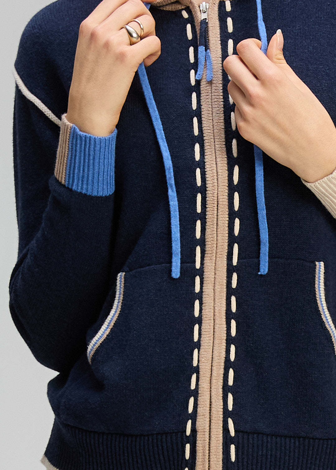 Zaket and Plover Threaded Hoodie in Dark Denim