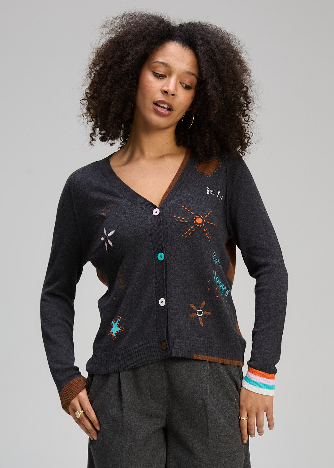 Zaket and Plover Good Energy Cardi in Charcoal