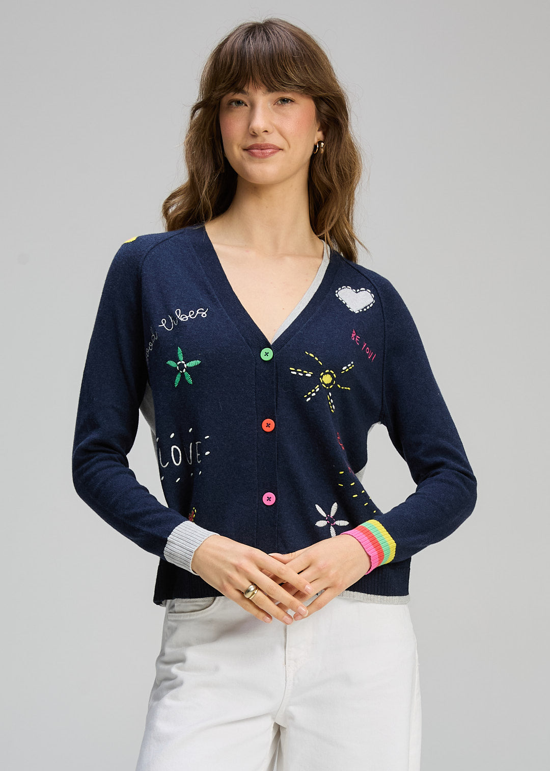 Zaket and Plover Good Energy Cardi in Dark Denim