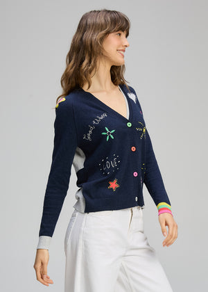 Zaket and Plover Good Energy Cardi in Dark Denim