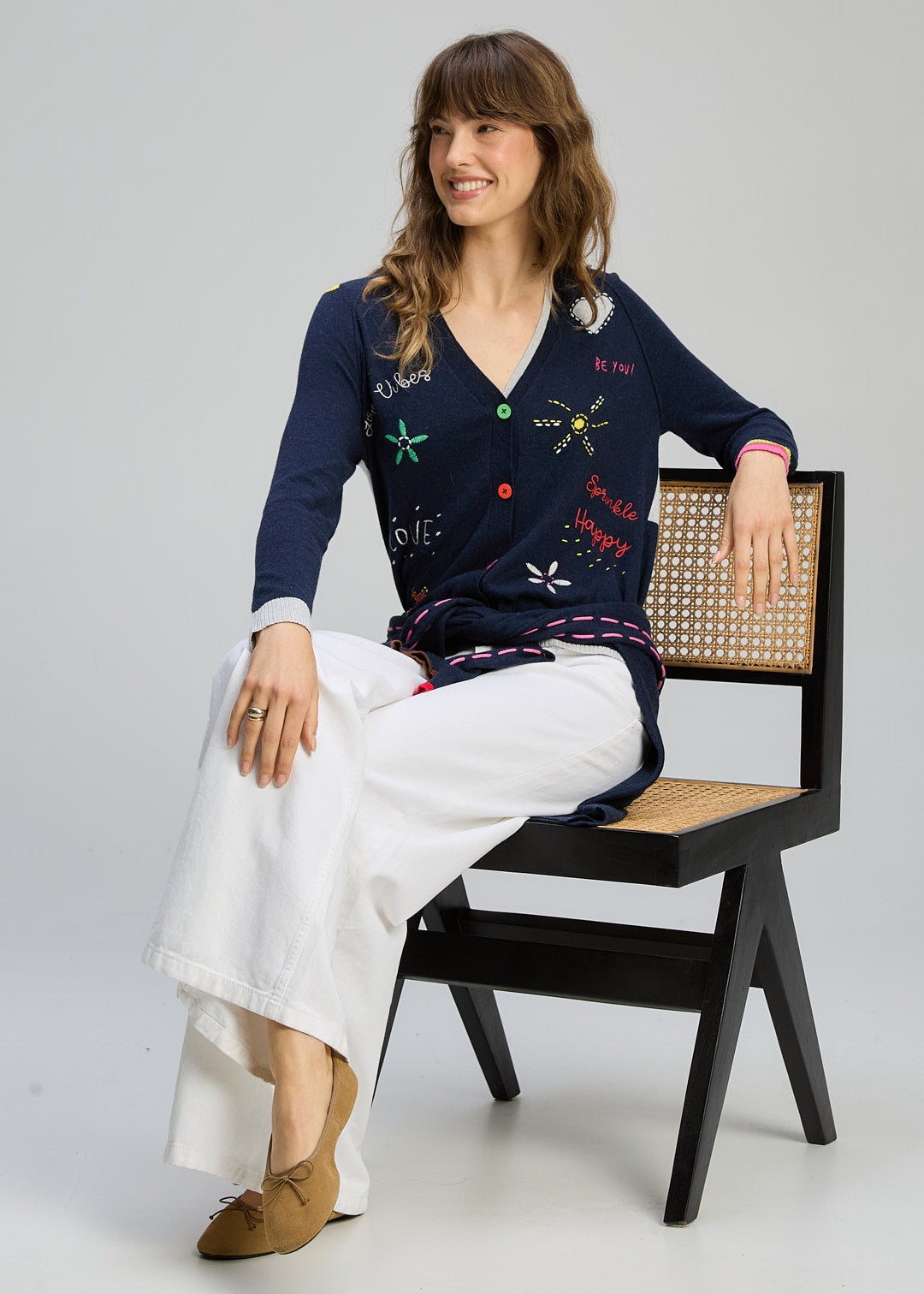 Zaket and Plover Good Energy Cardi in Dark Denim