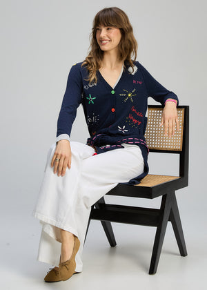 Zaket and Plover Good Energy Cardi in Dark Denim