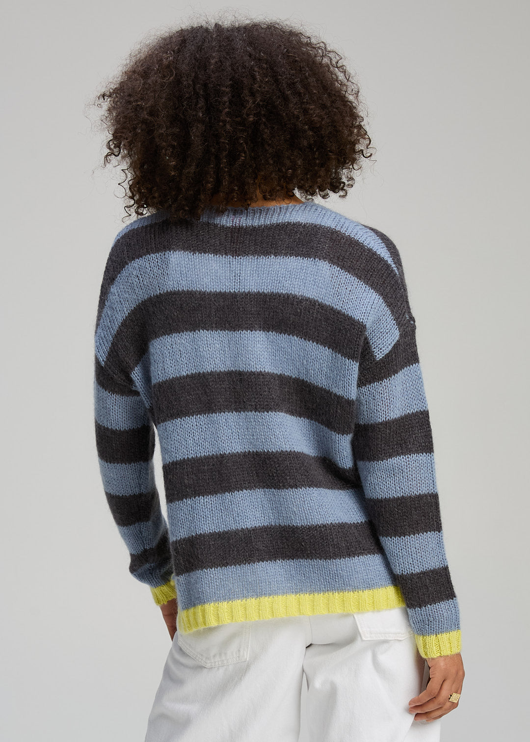 Zaket and Plover Cozy Kid Stripe V Neck in Mist