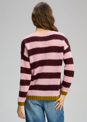 Zaket and Plover Cozy Kid Stripe V Neck in Sugar Plum