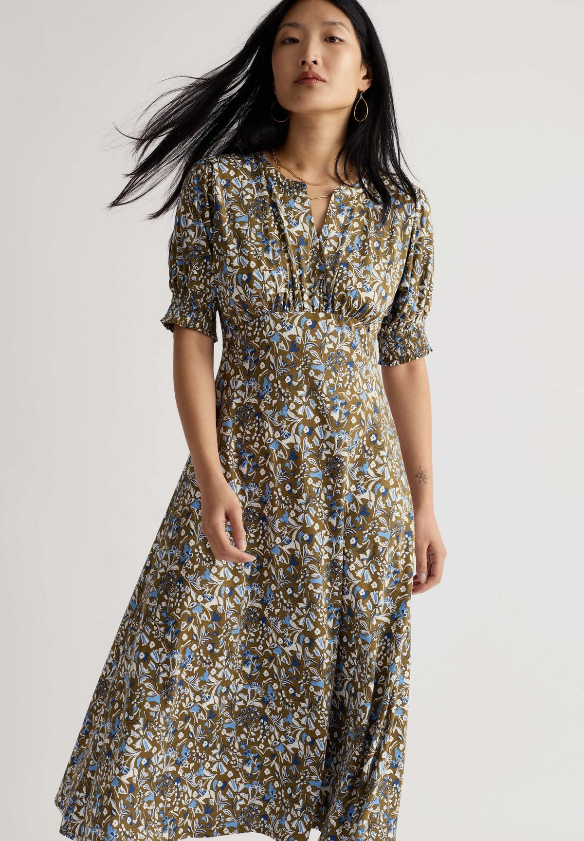 Seasalt Cornwall Fenil Dress in Woodland Floral Seagrass