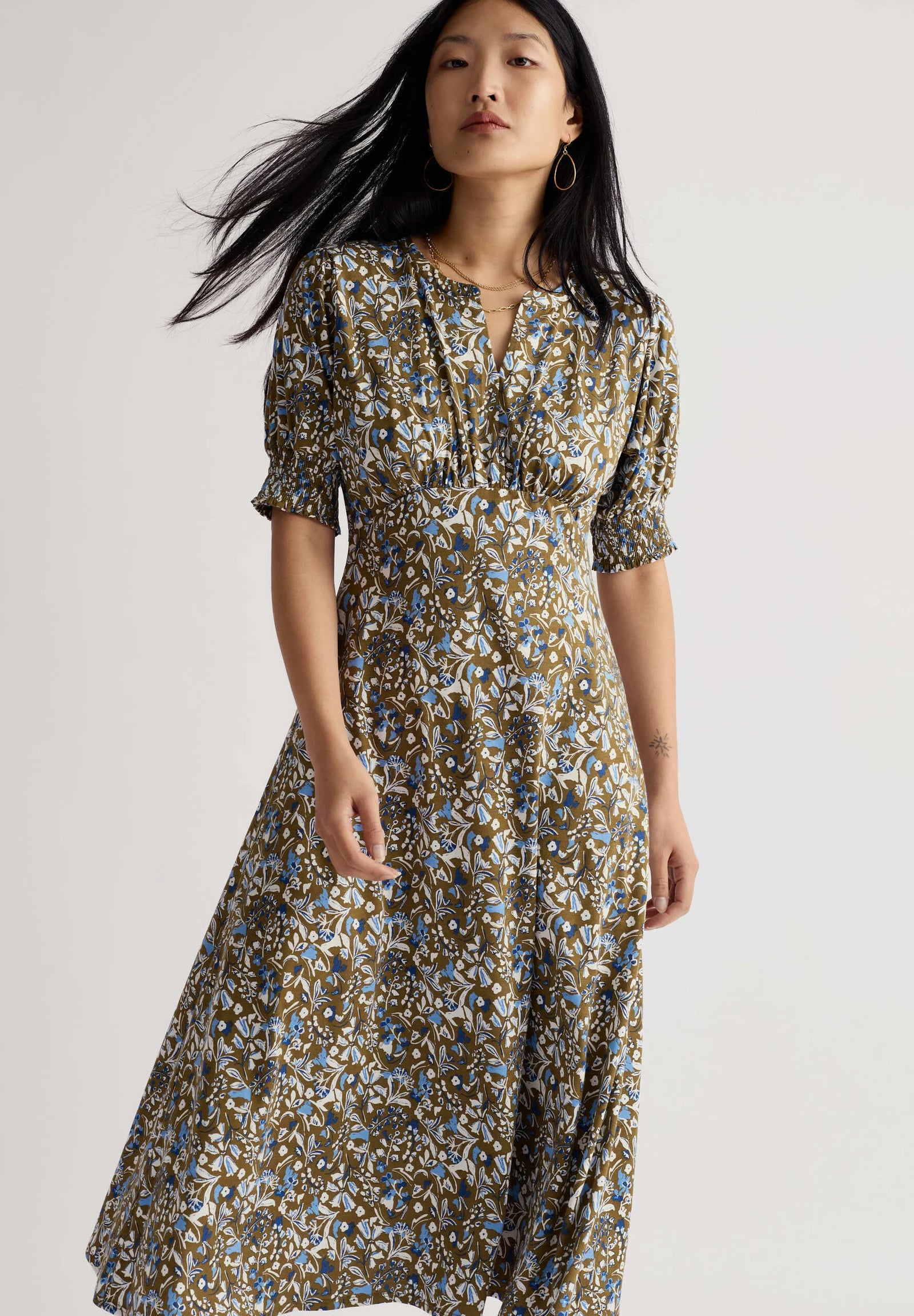 Seasalt Cornwall Fenil Dress in Woodland Floral Seagrass