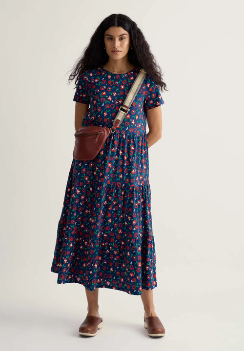 Seasalt Cornwall S/S Line Strokes Dress in Arty Pansy Cayenne