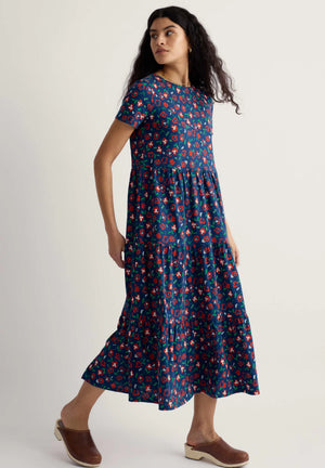 Seasalt Cornwall S/S Line Strokes Dress in Arty Pansy Cayenne