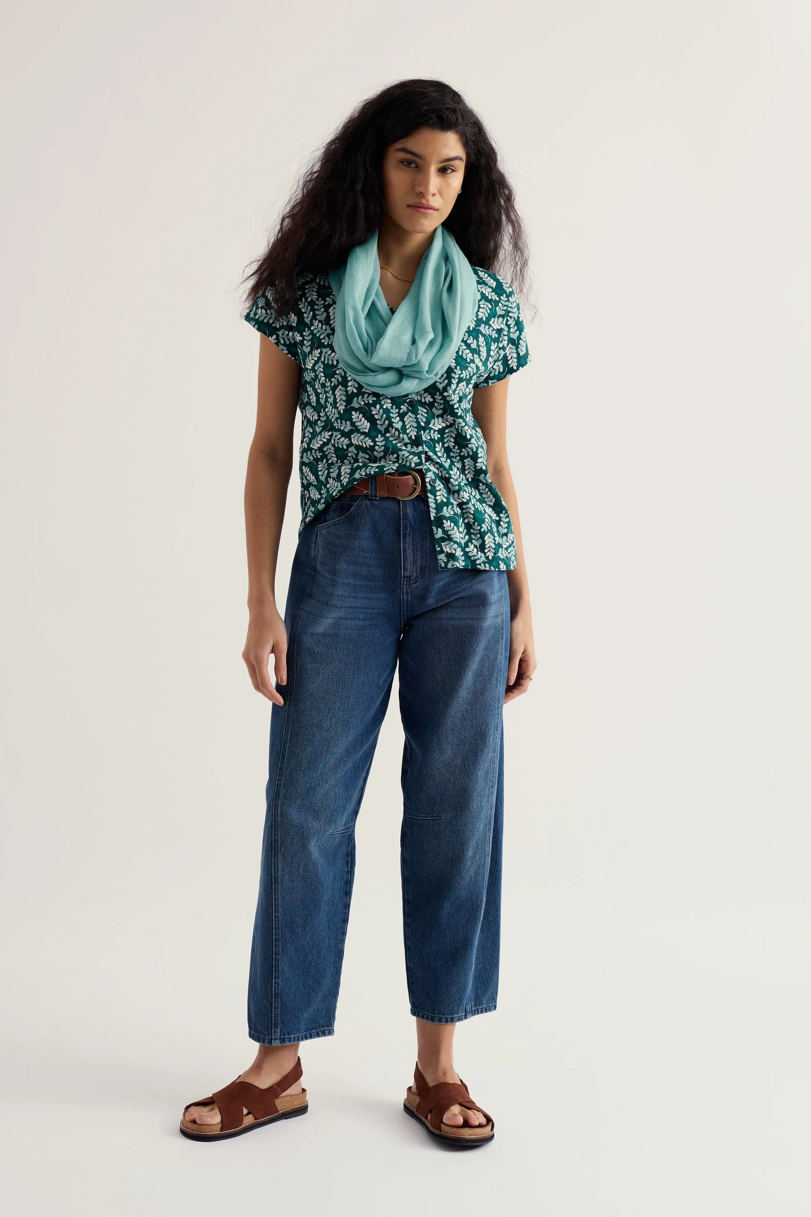 Seasalt Studio Glass Top in Indigo Leaf Dark Wreckage