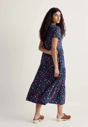 Seasalt Cornwall S/S Line Strokes Dress in Arty Pansy Cayenne