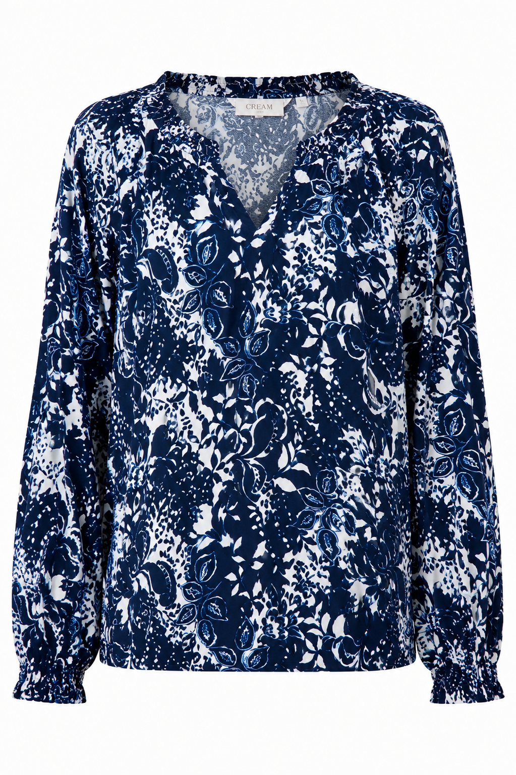 Cream Clothing Tiah Boho Blouse in Navy Blue Toile