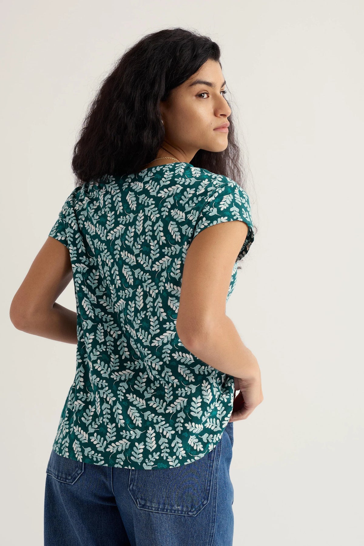 Seasalt Studio Glass Top in Indigo Leaf Dark Wreckage