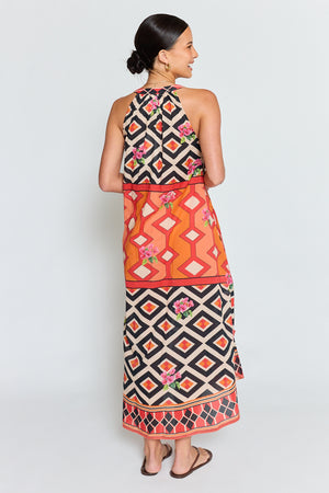 LULALIFE Bella Vista Maxi Dress in Tangerine