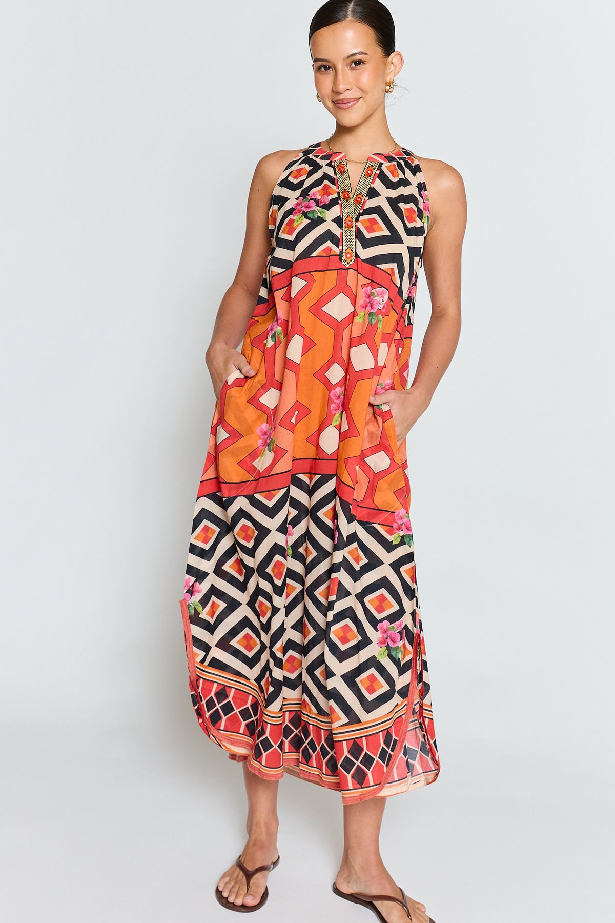 LULALIFE Bella Vista Maxi Dress in Tangerine