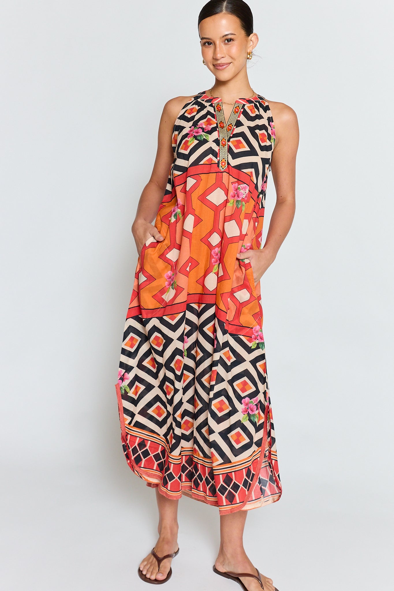 LULALIFE Bella Vista Maxi Dress in Tangerine