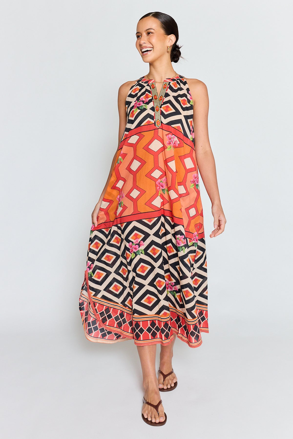 LULALIFE Bella Vista Maxi Dress in Tangerine