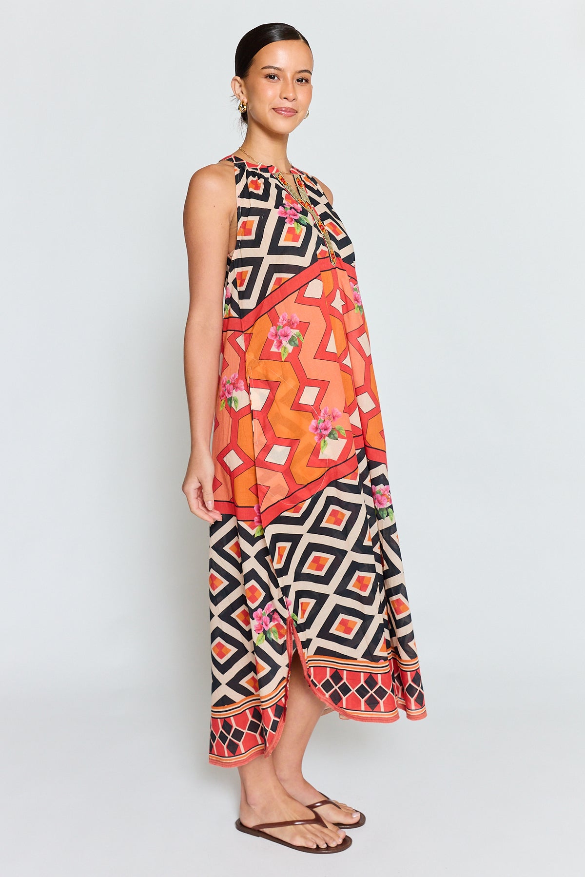 LULALIFE Bella Vista Maxi Dress in Tangerine