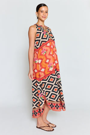 LULALIFE Bella Vista Maxi Dress in Tangerine