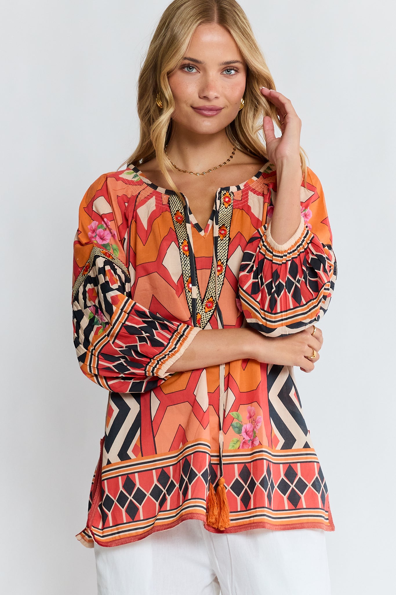 LULALIFE Bella Vista Top in Tangerine