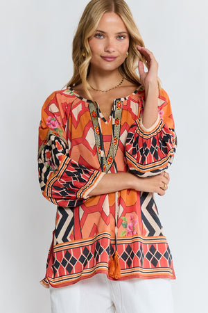 LULALIFE Bella Vista Top in Tangerine