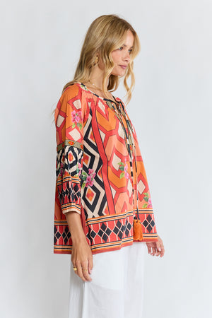 LULALIFE Bella Vista Top in Tangerine