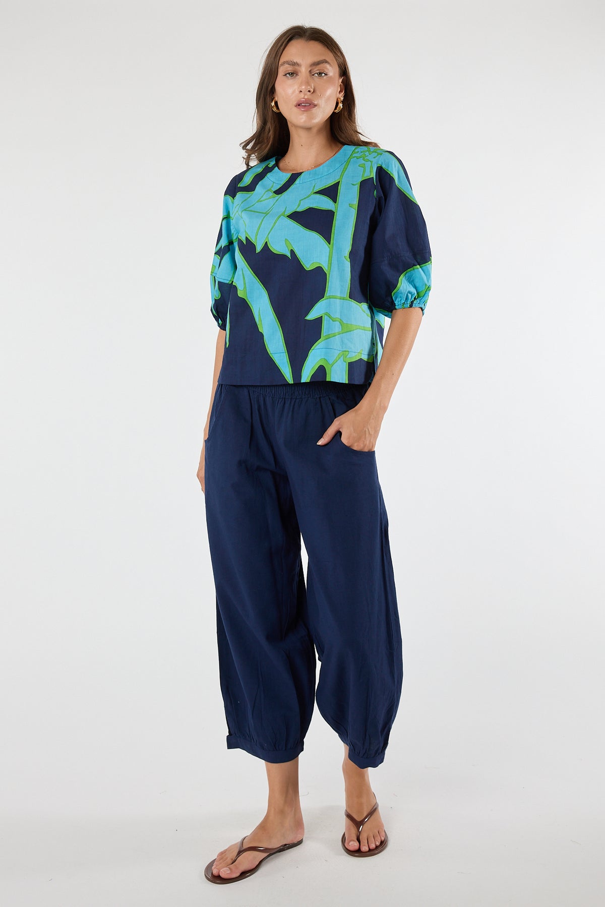 LULALIFE Colette Top in Navy