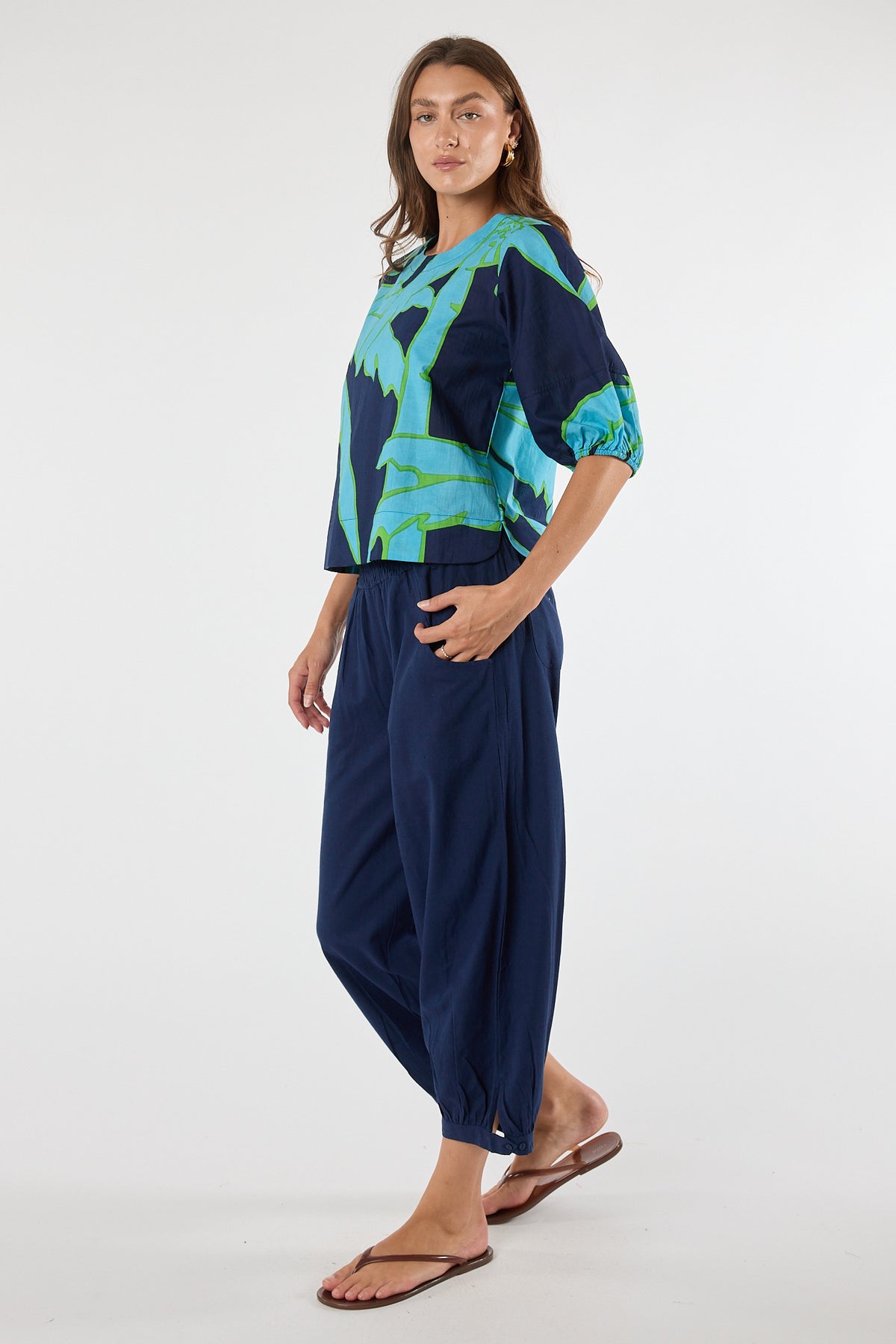 LULALIFE Colette Top in Navy