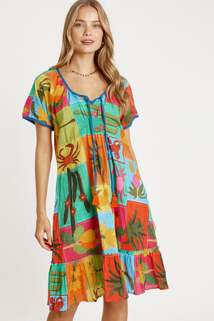 LULALIFE Cactus Shirred Dress