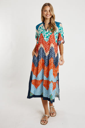 LULALIFE Romilly Kaftan Dress in Navy