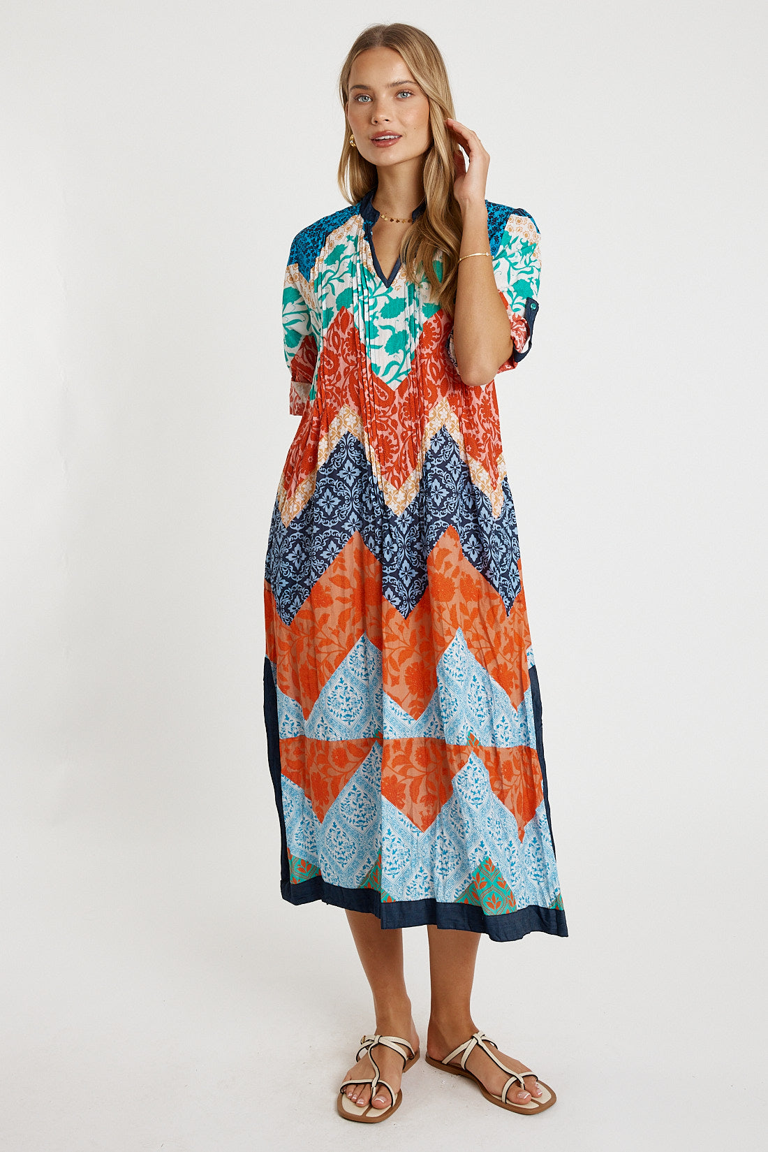 LULALIFE Romilly Kaftan Dress in Navy