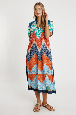 LULALIFE Romilly Kaftan Dress in Navy