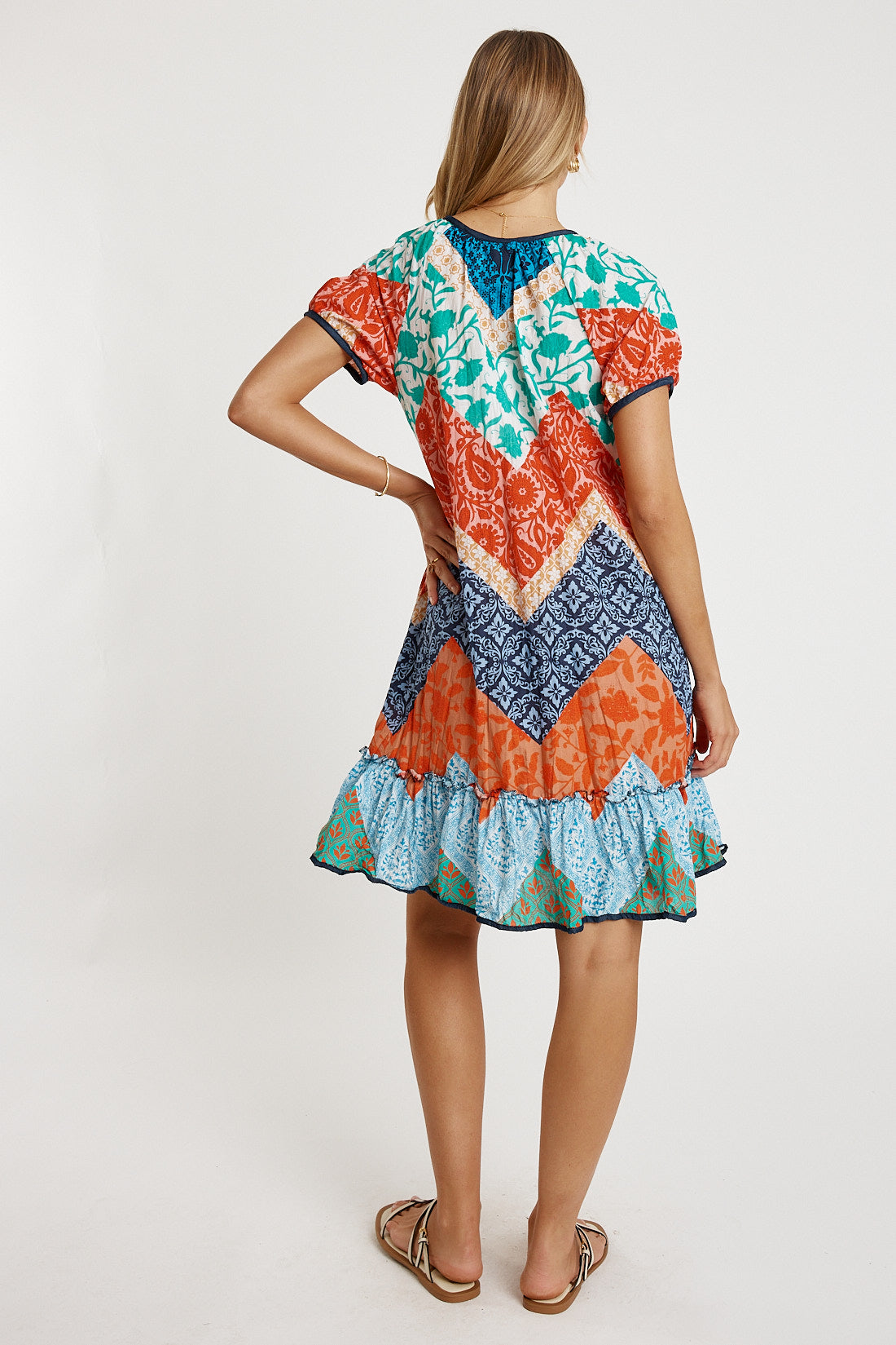 LULALIFE Romilly Shirred Dress on Navy