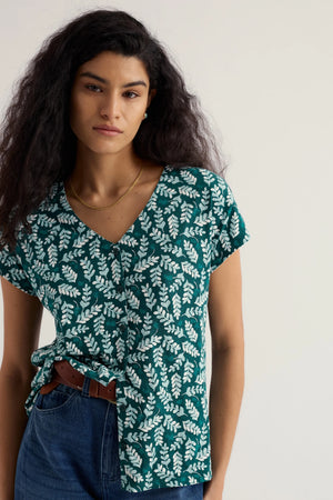 Seasalt Studio Glass Top in Indigo Leaf Dark Wreckage