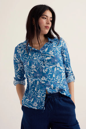 Seasalt Cornwall Larissa Shirt in Winding Meadow Sailboats