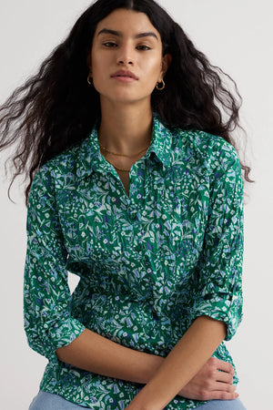 Seasalt Cornwall Larissa Shirt in Woodland Floral Dark Stem