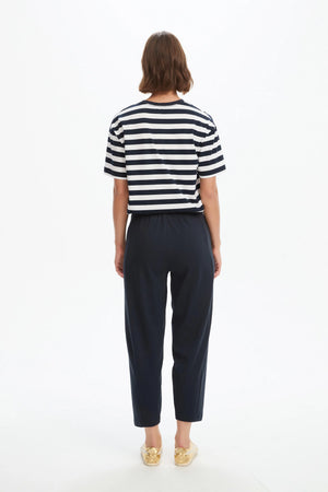 Tirelli Barrel Leg Lounge Summer Pant in Navy