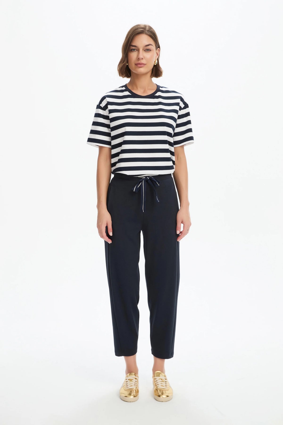 Tirelli Barrel Leg Lounge Summer Pant in Navy