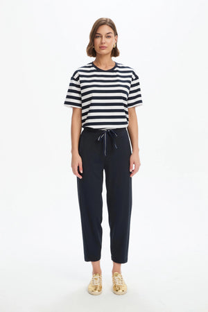 Tirelli Barrel Leg Lounge Summer Pant in Navy
