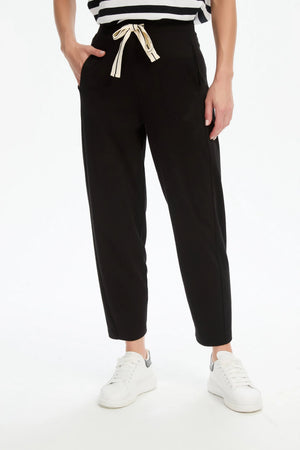 Tirelli Barrel Leg Lounge Summer Pant in Black