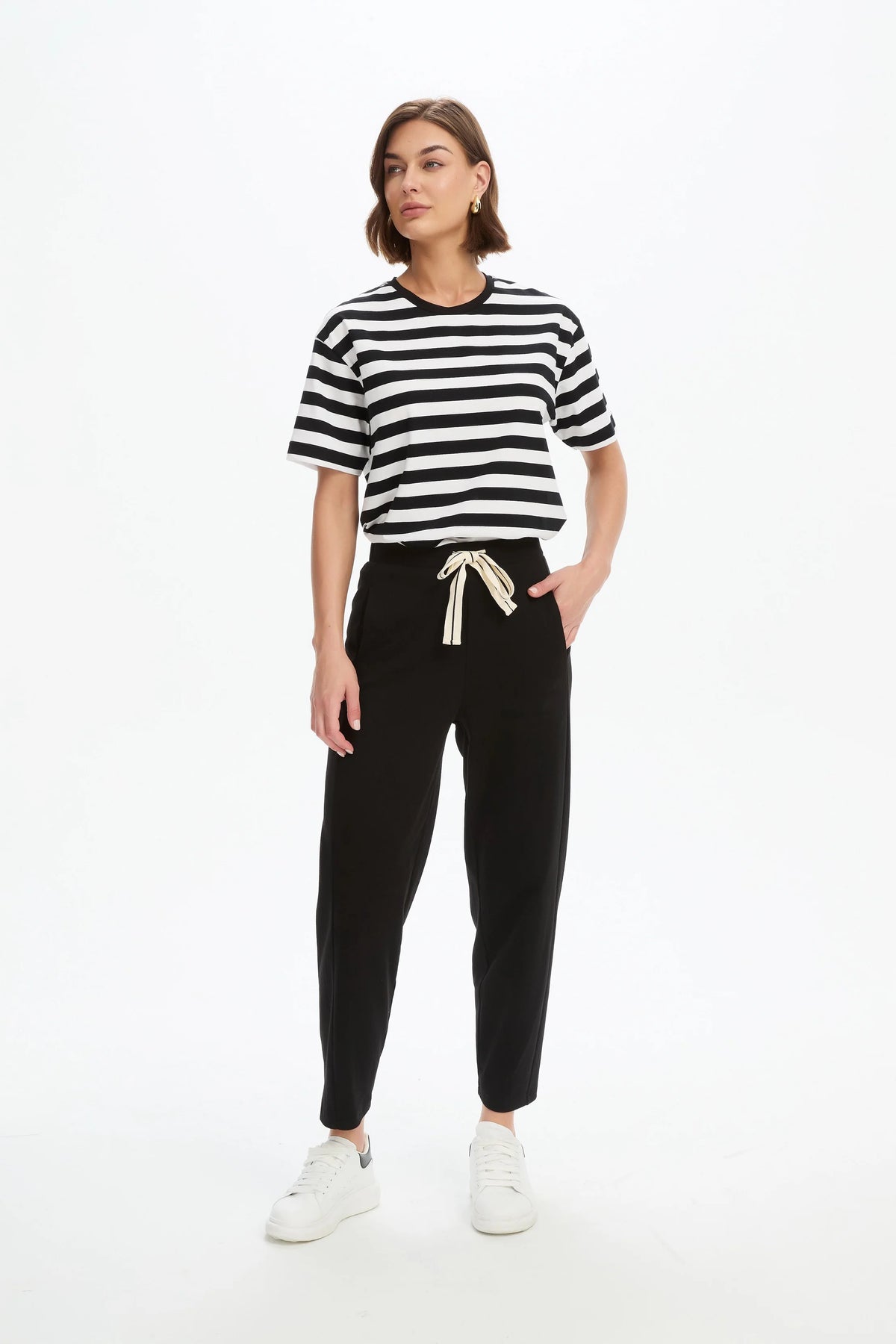 Tirelli Barrel Leg Lounge Summer Pant in Black