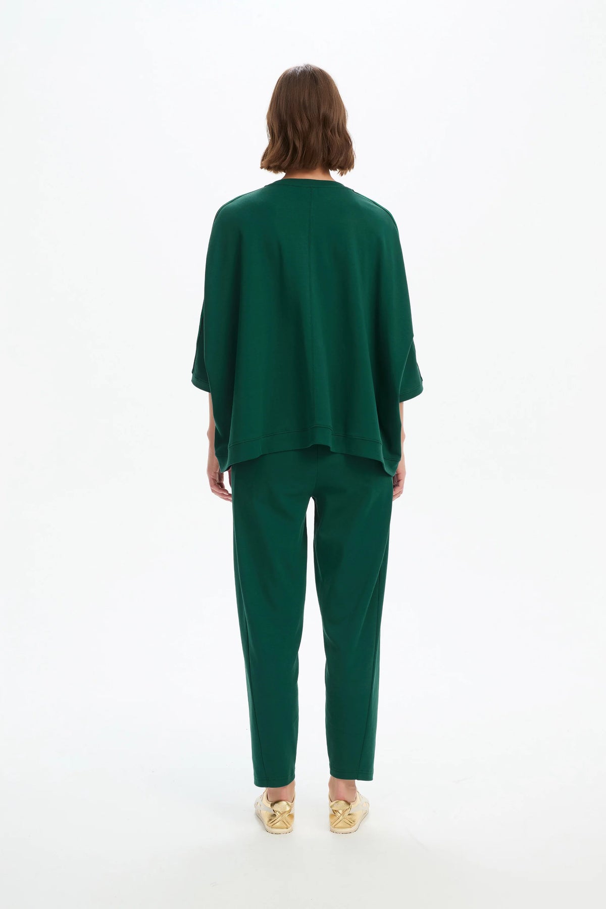 Tirelli Oversized 3/4 Stripe Sleeve Tee in Juniper Green