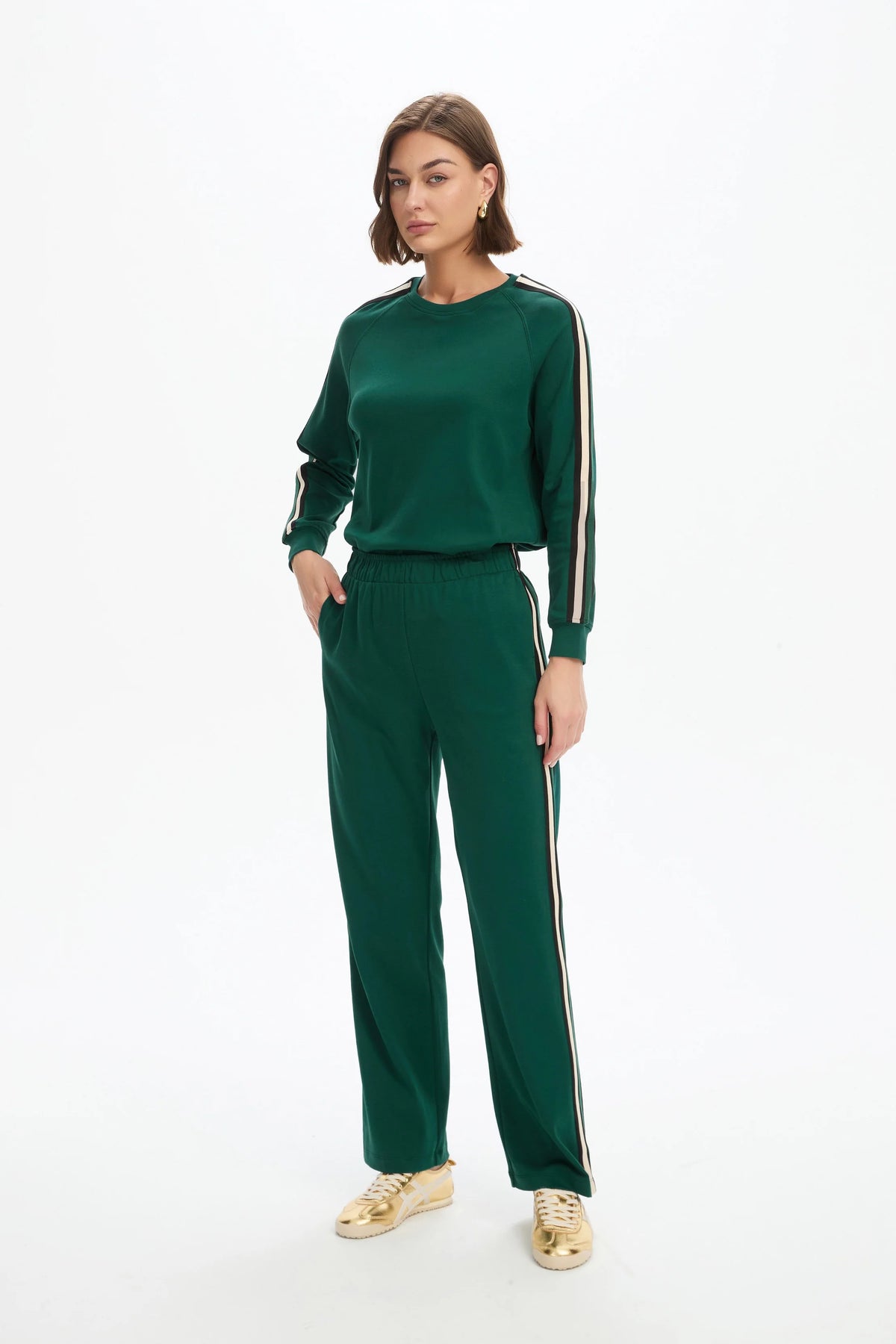 Tirelli Straight Leg Lounge Summer Pant in Juniper Green