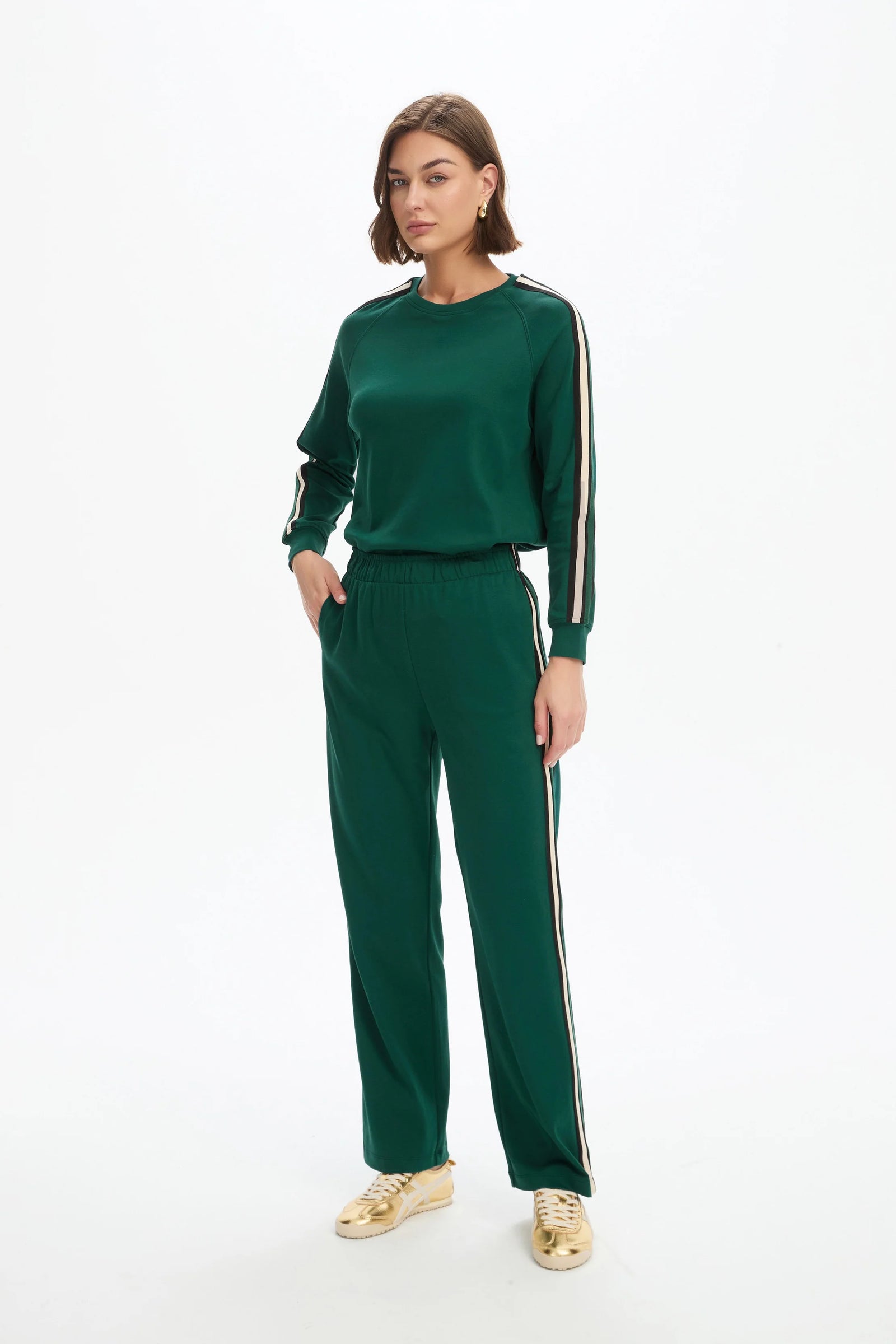 Tirelli Straight Leg Lounge Summer Pant in Juniper Green