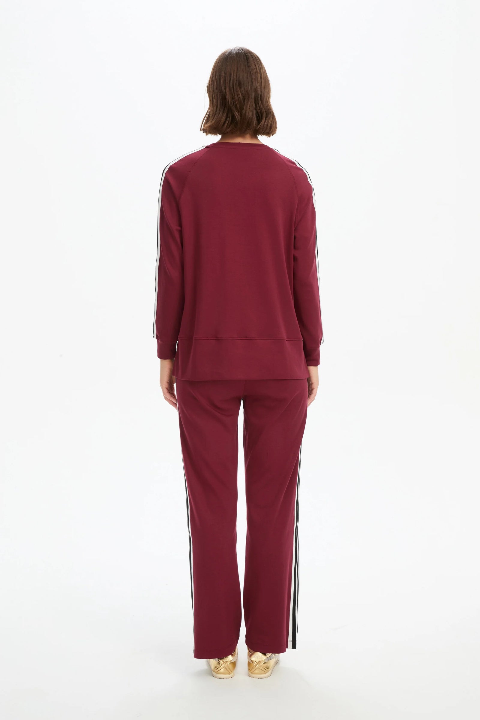 Tirelli Stripe Sleeve Summer Sweater in Raspberry