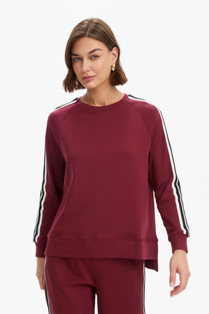 Tirelli Stripe Sleeve Summer Sweater in Raspberry